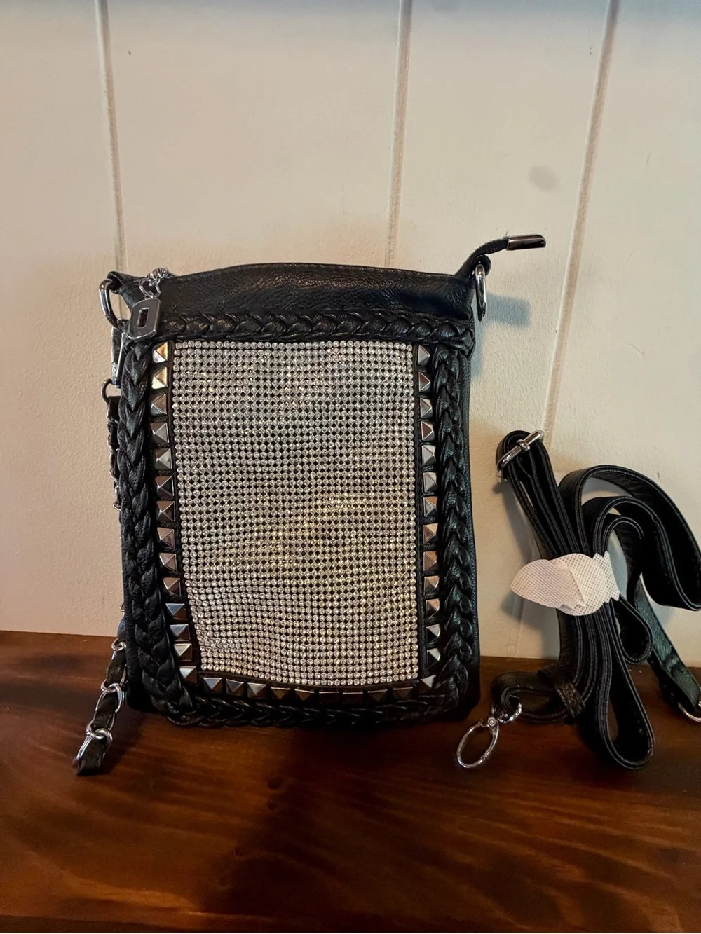 Black Faux Leather Bag - multiple strap styles